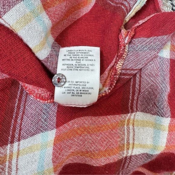 Anthropologie Akemi + Kin Women Size Small Red Lucie Plaid Long Sleeve Tunic Top - Picture 9 of 9